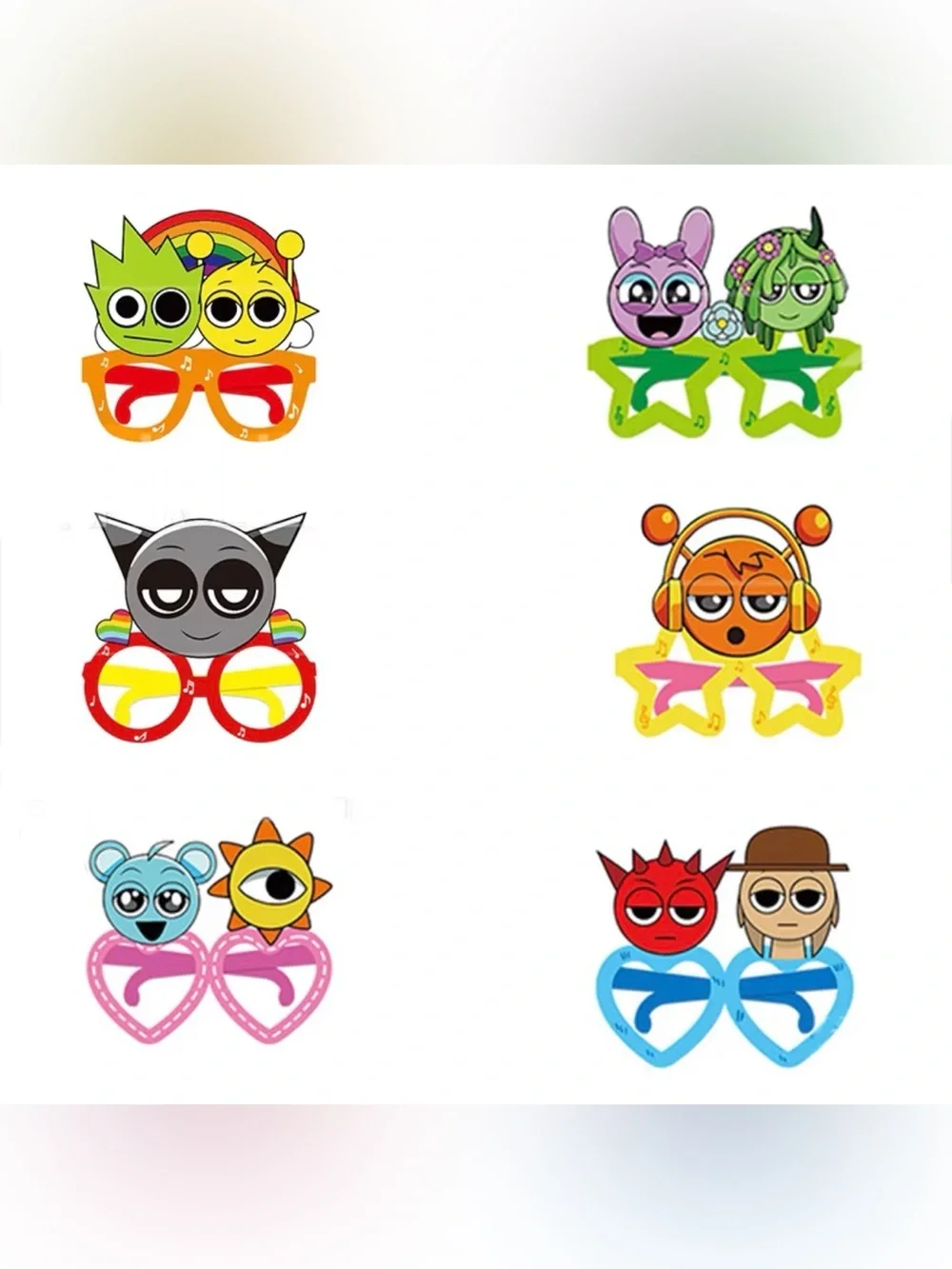 SPRUNKI INCREDIBOX PAPER PHOTO BOOTH PROPS EYEGLASSES - Set of 12